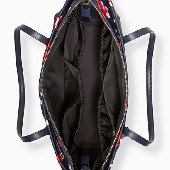 Kate Spade Diaper Bag Red Flowers Chelsea Whimsy Floral Baby Bag Navy Blue NWT - Picture 3 of 7